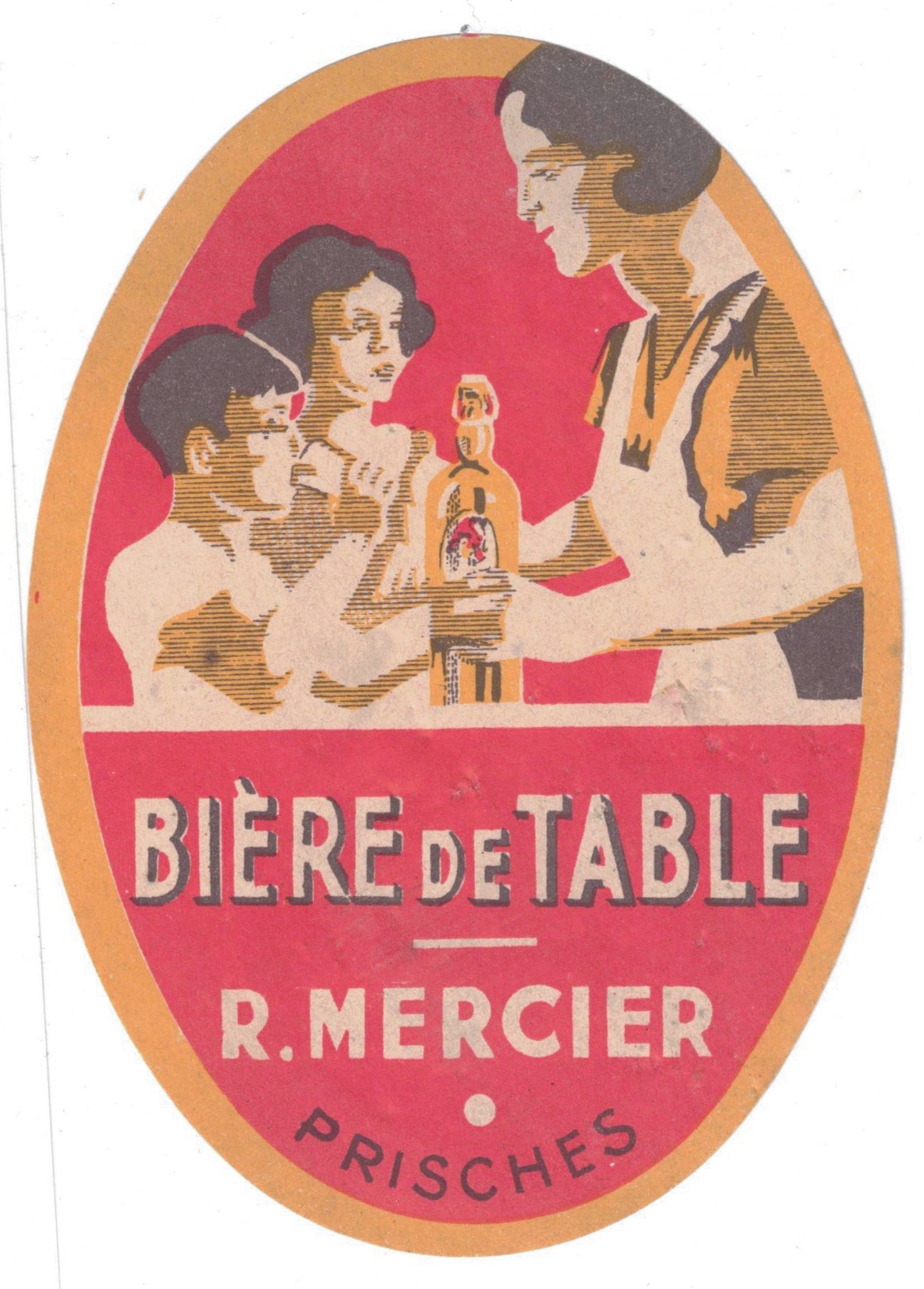 Etiquette de brasserie Mercier originale ancienne bière de table