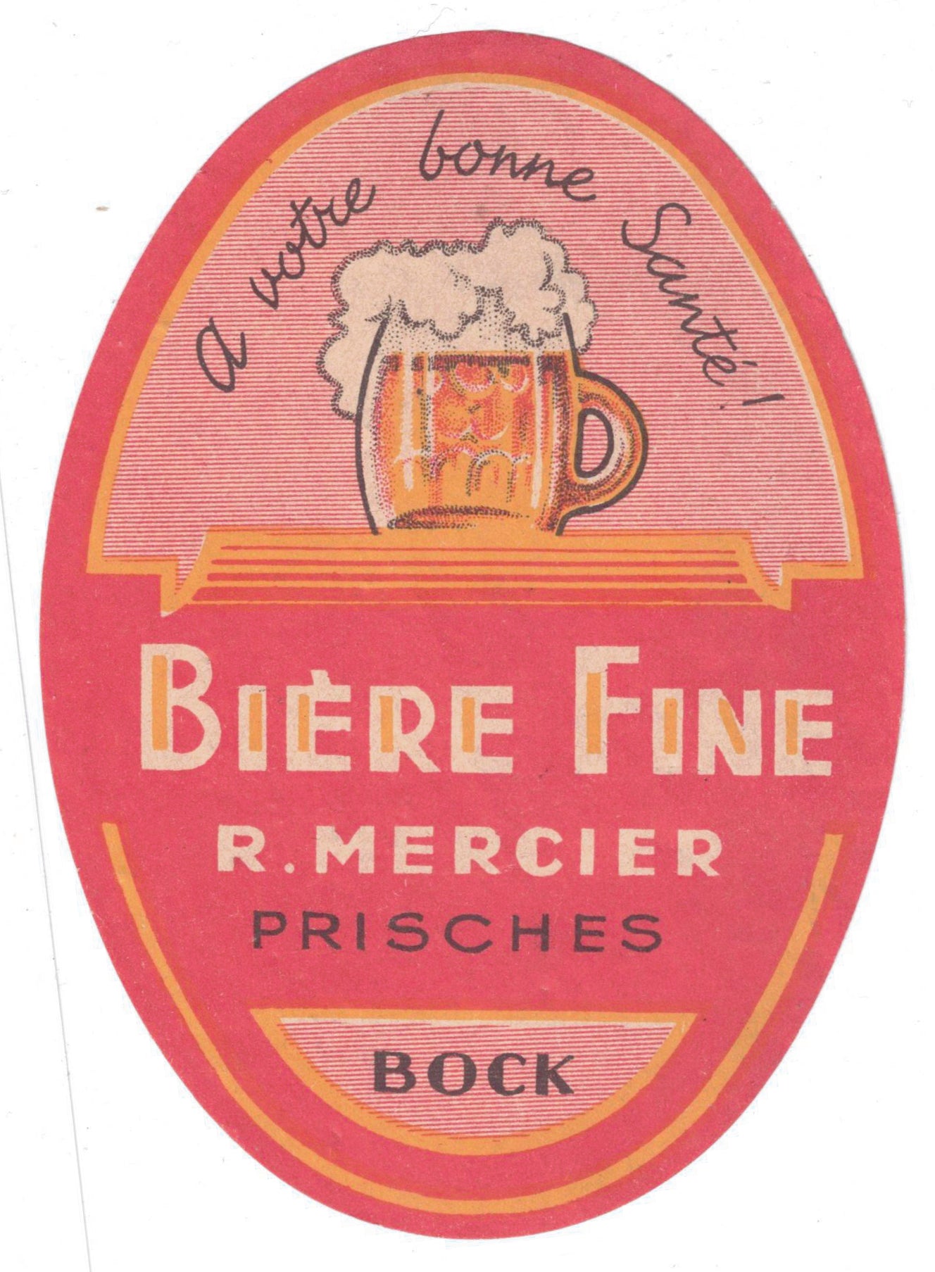 Etiquette de brasserie Mercier originale ancienne bière bock