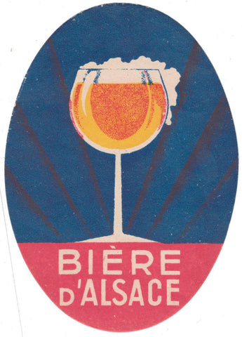 Etiquette de brasserie originale ancienne bière d'Alsace