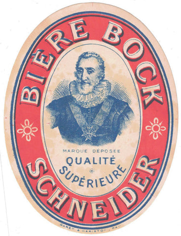 Etiquette de brasserie Schneider originale ancienne bière bock