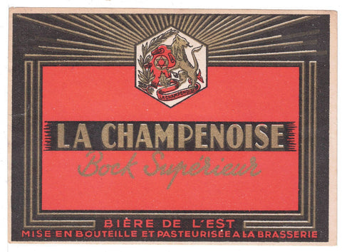 Etiquette de brasserie originale ancienne bière Bock Supérieur la Champenoise