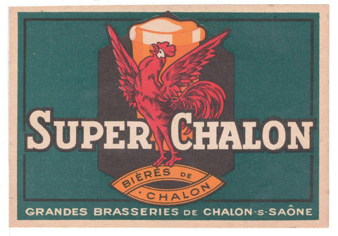 Etiquette de brasserie originale ancienne bière Super Chalon de Chalon sur Saône