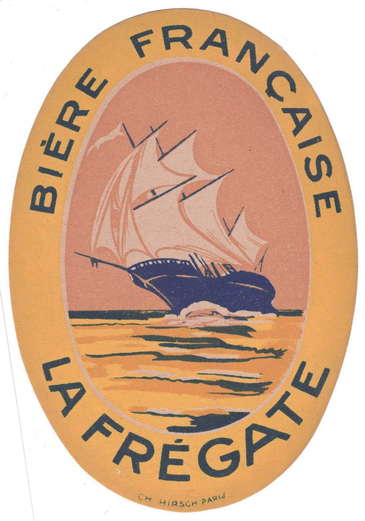 Etiquette de brasserie la Frégate originale ancienne bière française