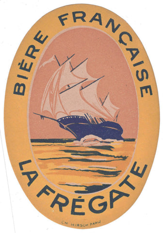 Etiquette de brasserie la Frégate originale ancienne bière française
