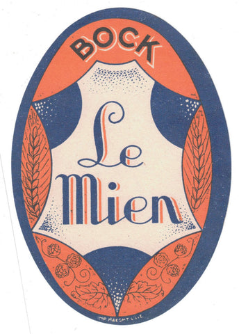 Etiquette de brasserie originale ancienne bière bock le Mien