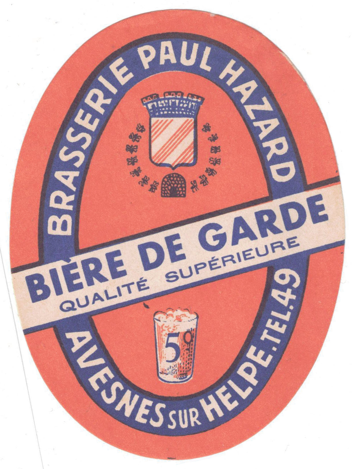 Etiquette de brasserie Paul Hazard originale ancienne bière de garde