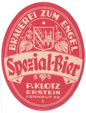Etiquette de brasserie Klotz originale ancienne bière de Erstein