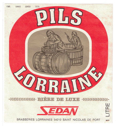 Etiquette de brasserie de Sedan originale ancienne bière pils Lorraine