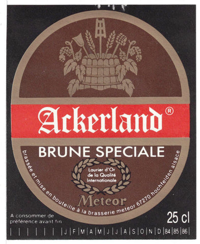 Etiquette de brasserie Meteor originale ancienne bière Ackerland