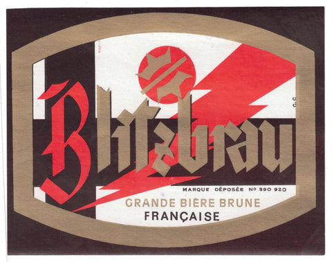 Etiquette de brasserie originale ancienne bière Blitzbrau Meuse