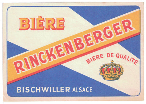 Etiquette de brasserie de Bischwiller originale ancienne bière Rinckenberger
