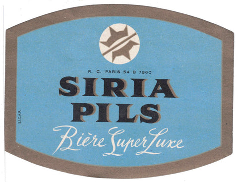 Etiquette de brasserie originale ancienne bière Siria Pils Meuse