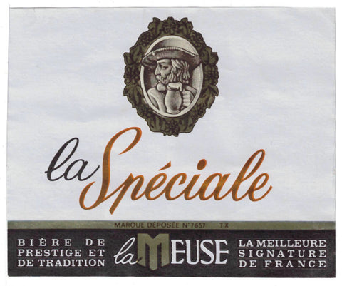 Etiquette de brasserie originale ancienne bière La Spéciale Meuse