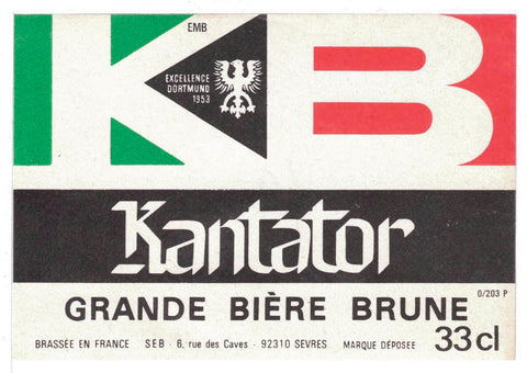 Etiquette de brasserie originale ancienne bière Kantator brune 33cl