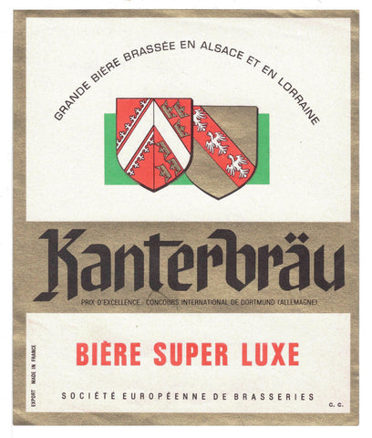 Etiquette de brasserie originale ancienne bière Kanter super luxe