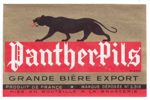 Etiquette de brasserie originale ancienne bière Panther Pils