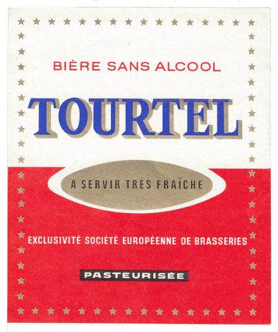 Etiquette de brasserie originale ancienne bière Tourtel sans alcool