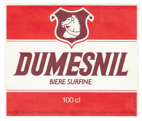 Etiquette de brasserie Dumesnil originale ancienne bière surfine