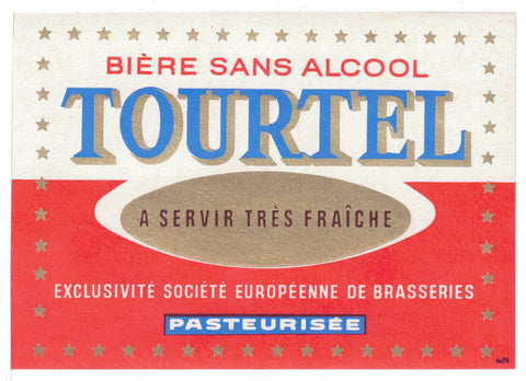 Etiquette de brasserie Tourtel originale ancienne bière sans alcool