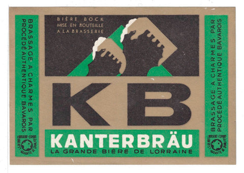 Etiquette de brasserie Kanterbrau originale ancienne bière KB