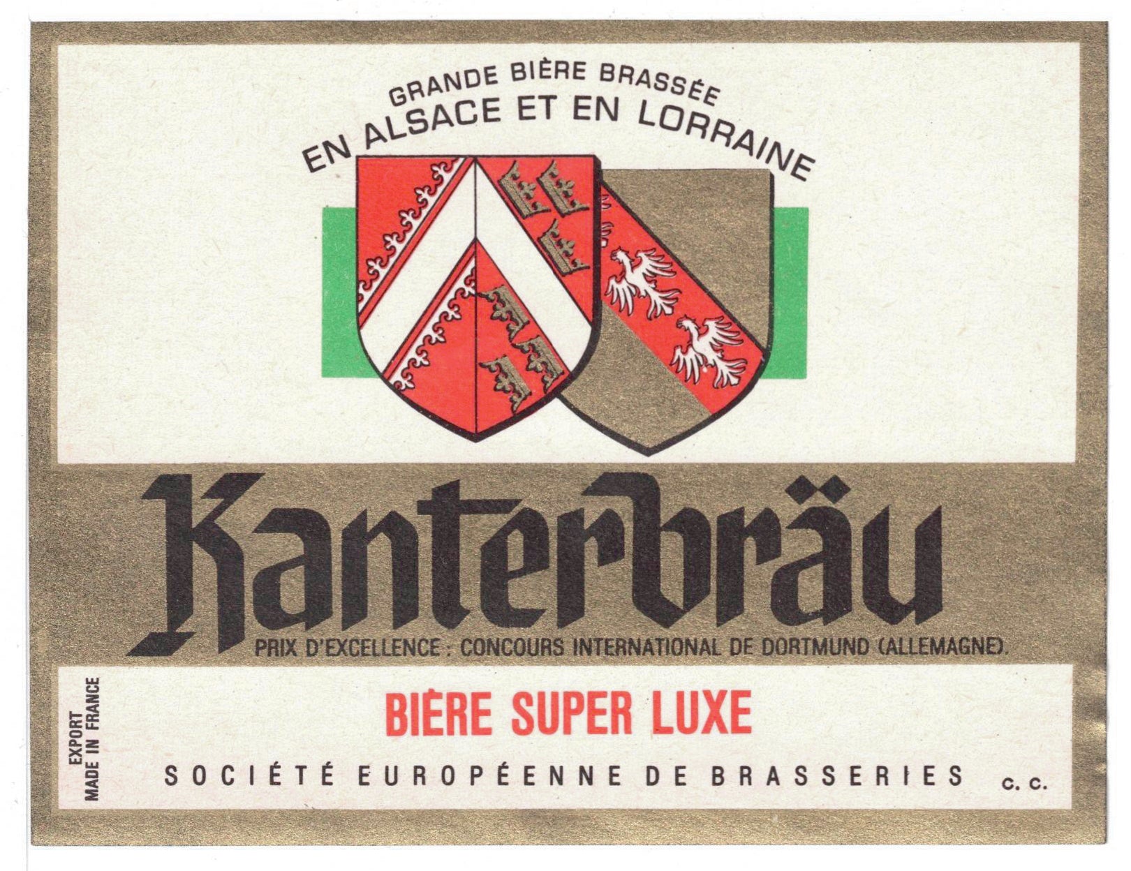 Etiquette de brasserie Kanterbrau originale ancienne bière luxe