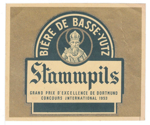 Etiquette de brasserie Basse Yutz originale ancienne bière Stammpils