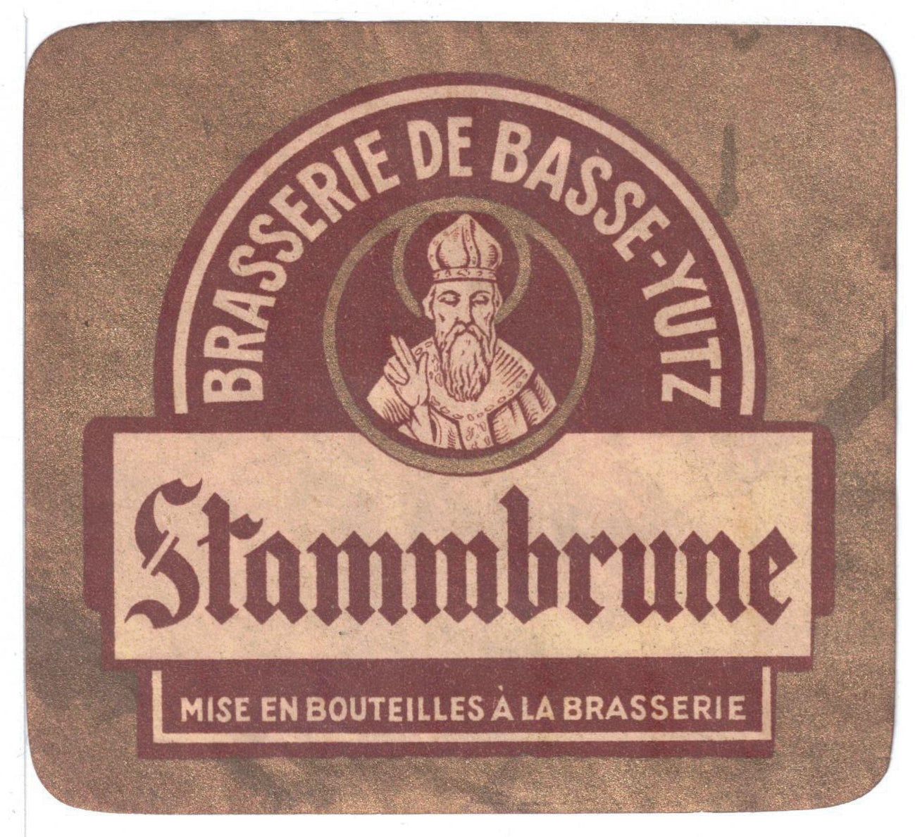 Etiquette de brasserie Basse Yutz originale ancienne bière Stammbrune