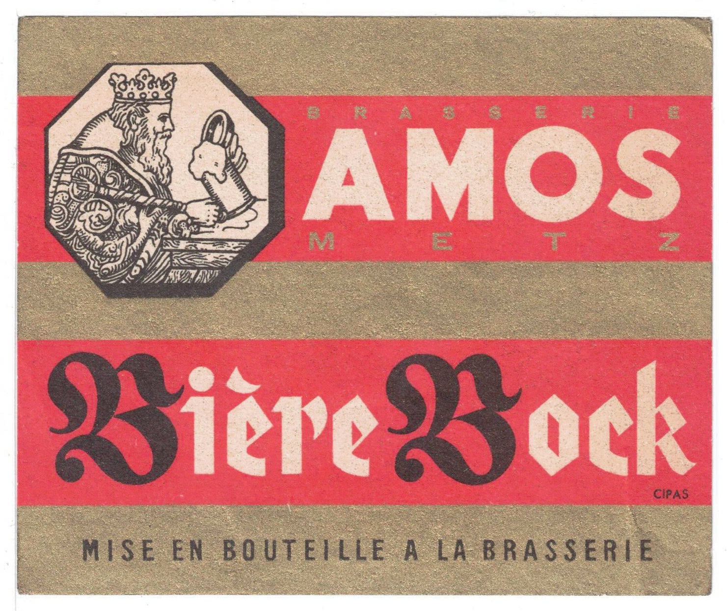 Etiquette de brasserie Amos originale ancienne bière Bock