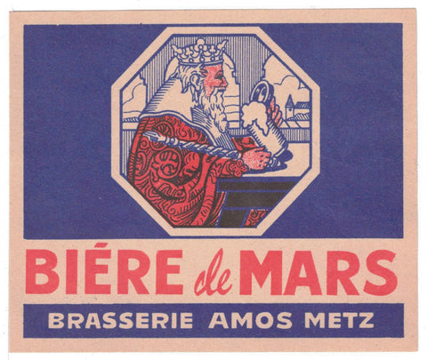 Etiquette de brasserie Amos originale ancienne bière de Mars