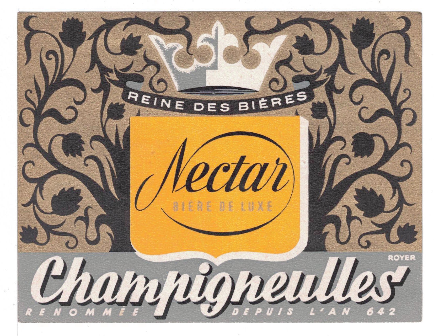 Etiquette de brasserie Champigneulles originale ancienne bière Nectar