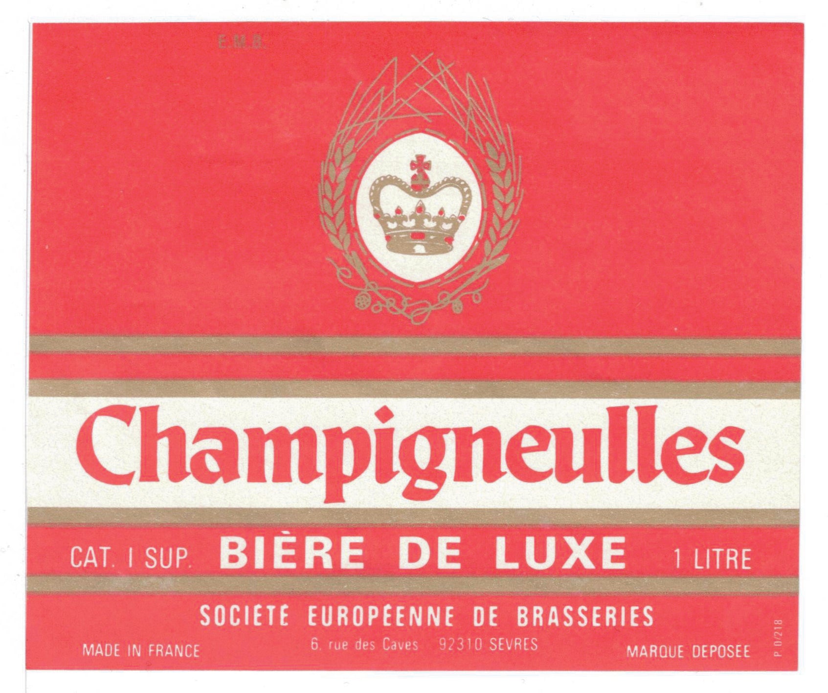 Etiquette de brasserie Champigneulles originale ancienne bière luxe