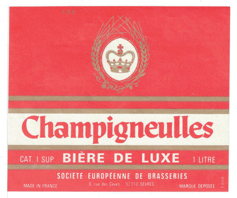 Etiquette de brasserie Champigneulles originale ancienne bière luxe