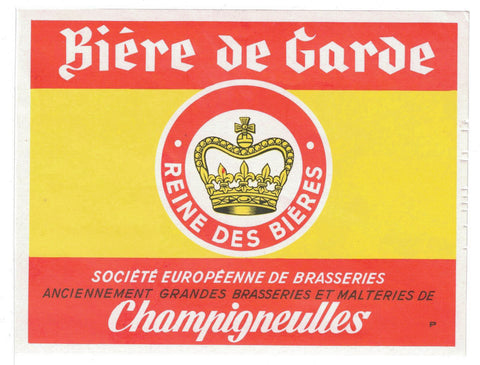 Etiquette de brasserie Champigneulles originale ancienne bière de garde