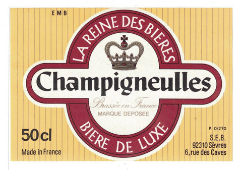 Etiquette de brasserie Champigneulles originale ancienne bière luxe 50 CL