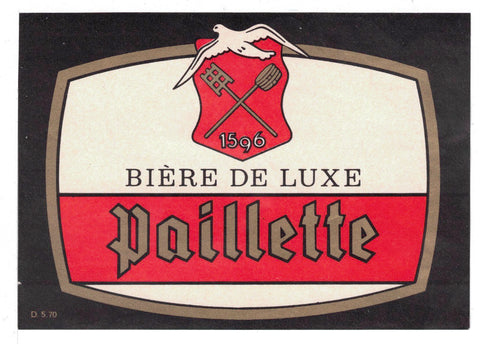 Etiquette de brasserie Paillette originale ancienne bière luxe