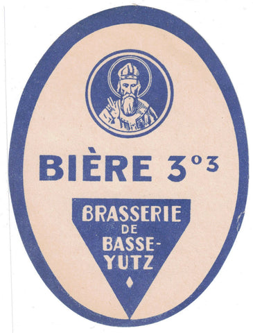 Etiquette de brasserie Basse Yutz originale ancienne bière 3°3