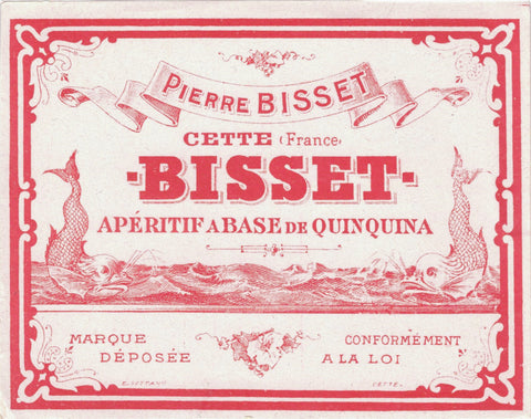 Etiquette d'apéritif Quinquina Pierre Bisset