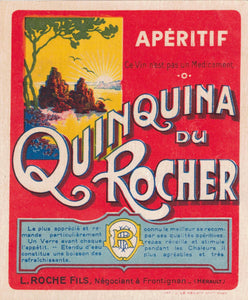 Etiquette d'apéritif Quinquina du Rocher Frontignan