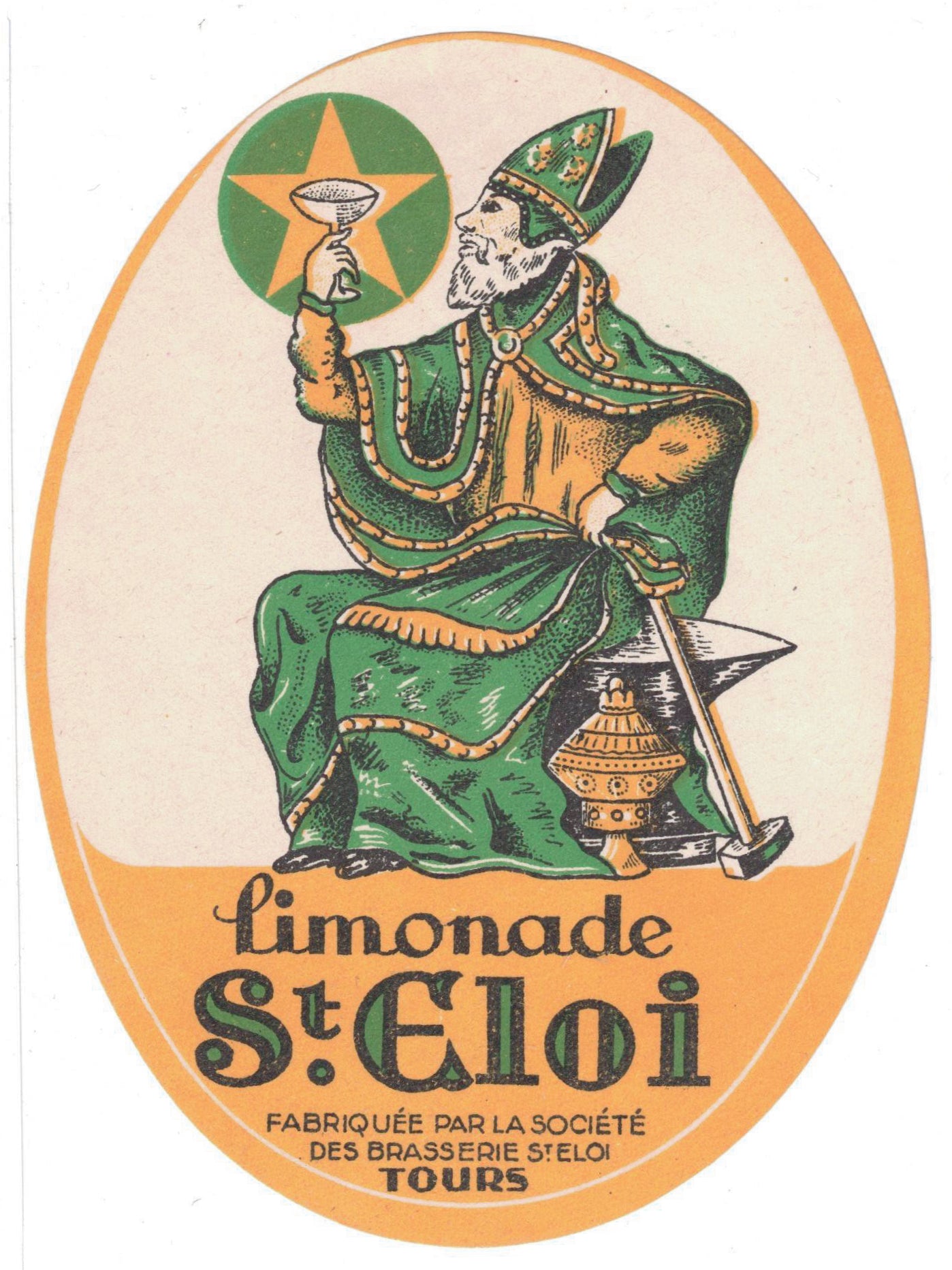 Etiquette de limonade originale ancienne brasserie de Saint Eloi Tours