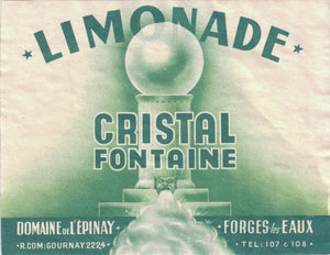 Etiquette de limonade originale ancienne Cristal Fontaine