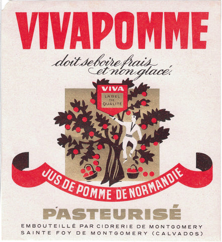 Etiquette Vivapomme originale ancienne de Normandie