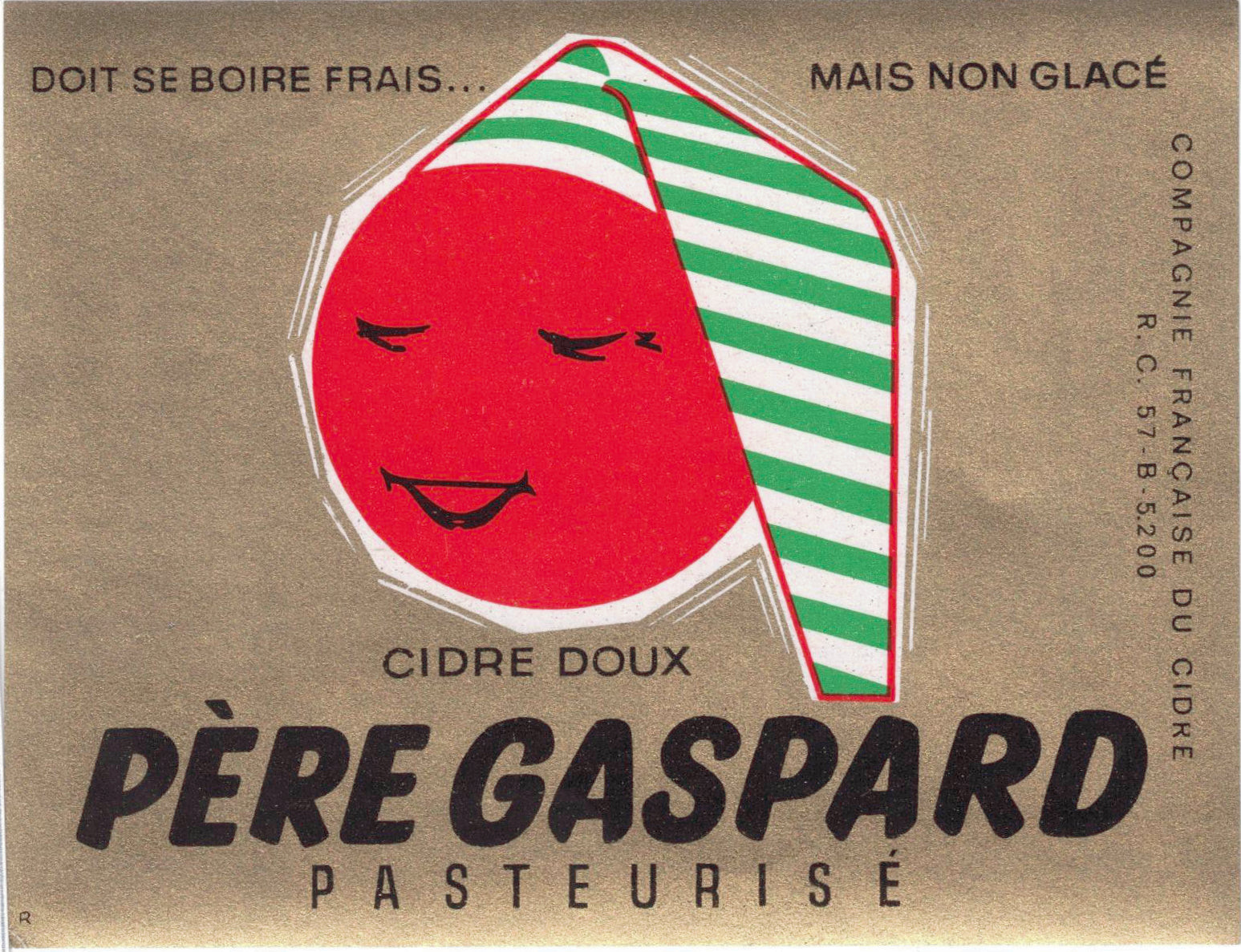 Etiquette Cidre Père Gaspard originale ancienne