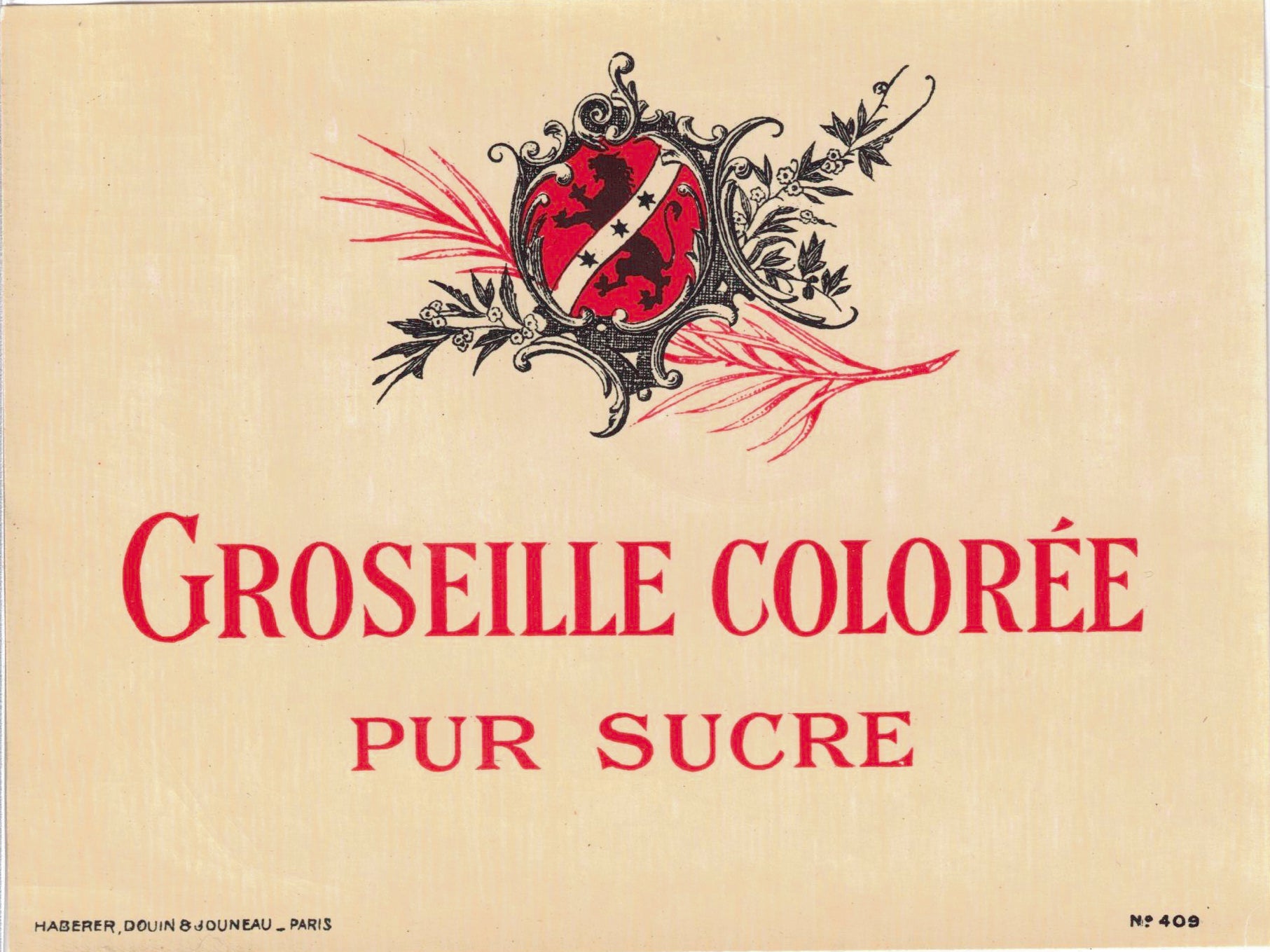 Etiquette glacée groseille colorée originale ancienne