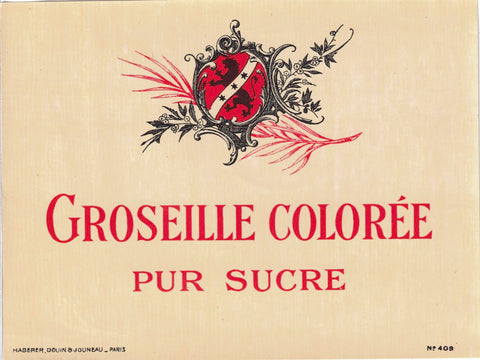 Etiquette glacée groseille colorée originale ancienne