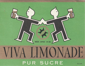 Etiquette de brasserie de la Meuse originale ancienne Viva limonade