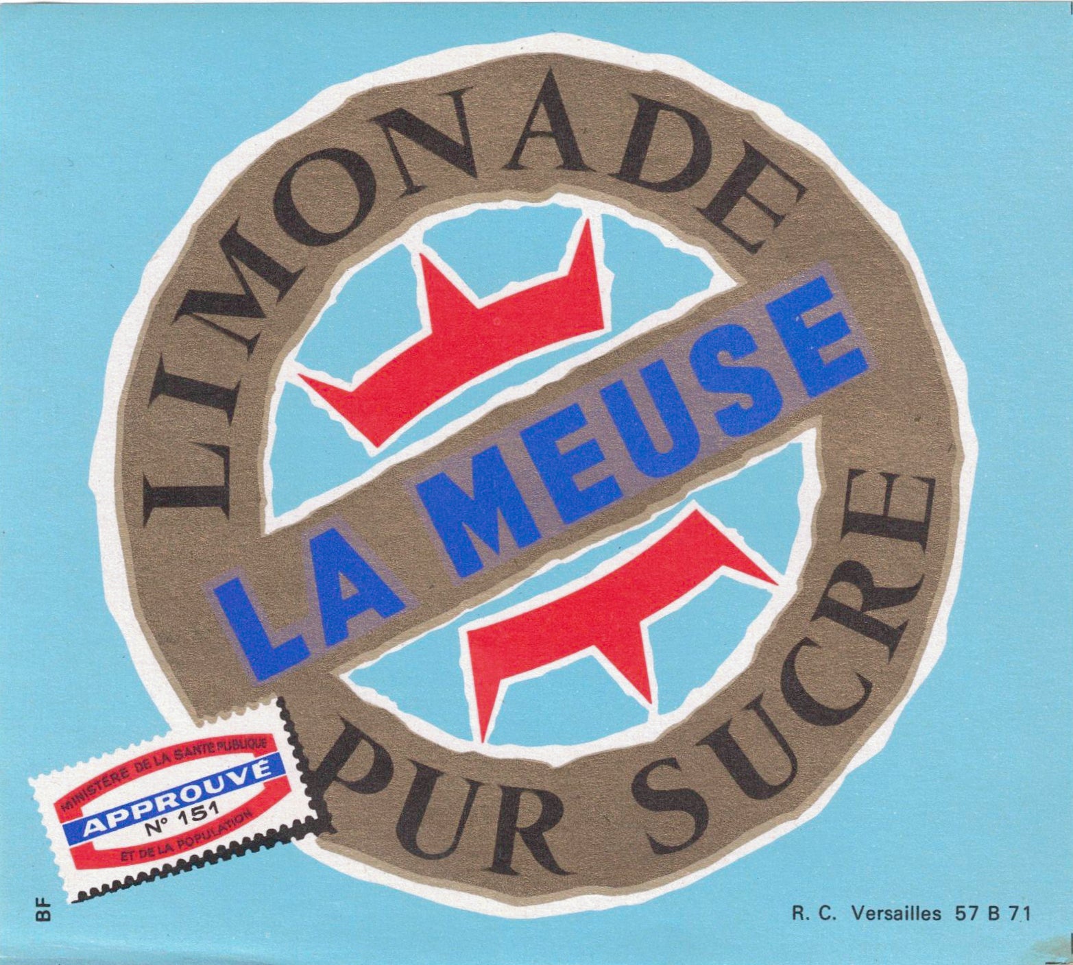 Etiquette de brasserie de la Meuse originale ancienne de limonade