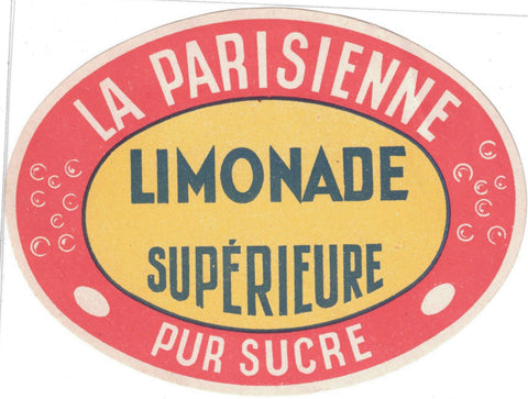 Etiquette Limonade la Parisienne originale ancienne