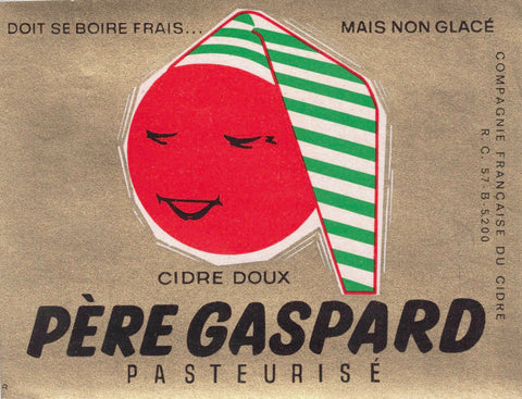 Etiquette Cidre Père Gaspard originale ancienne