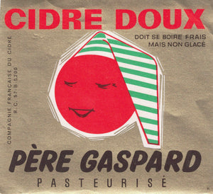 Etiquette Cidre Père Gaspard originale ancienne