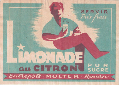Etiquette limonade Molter Rouen originale ancienne